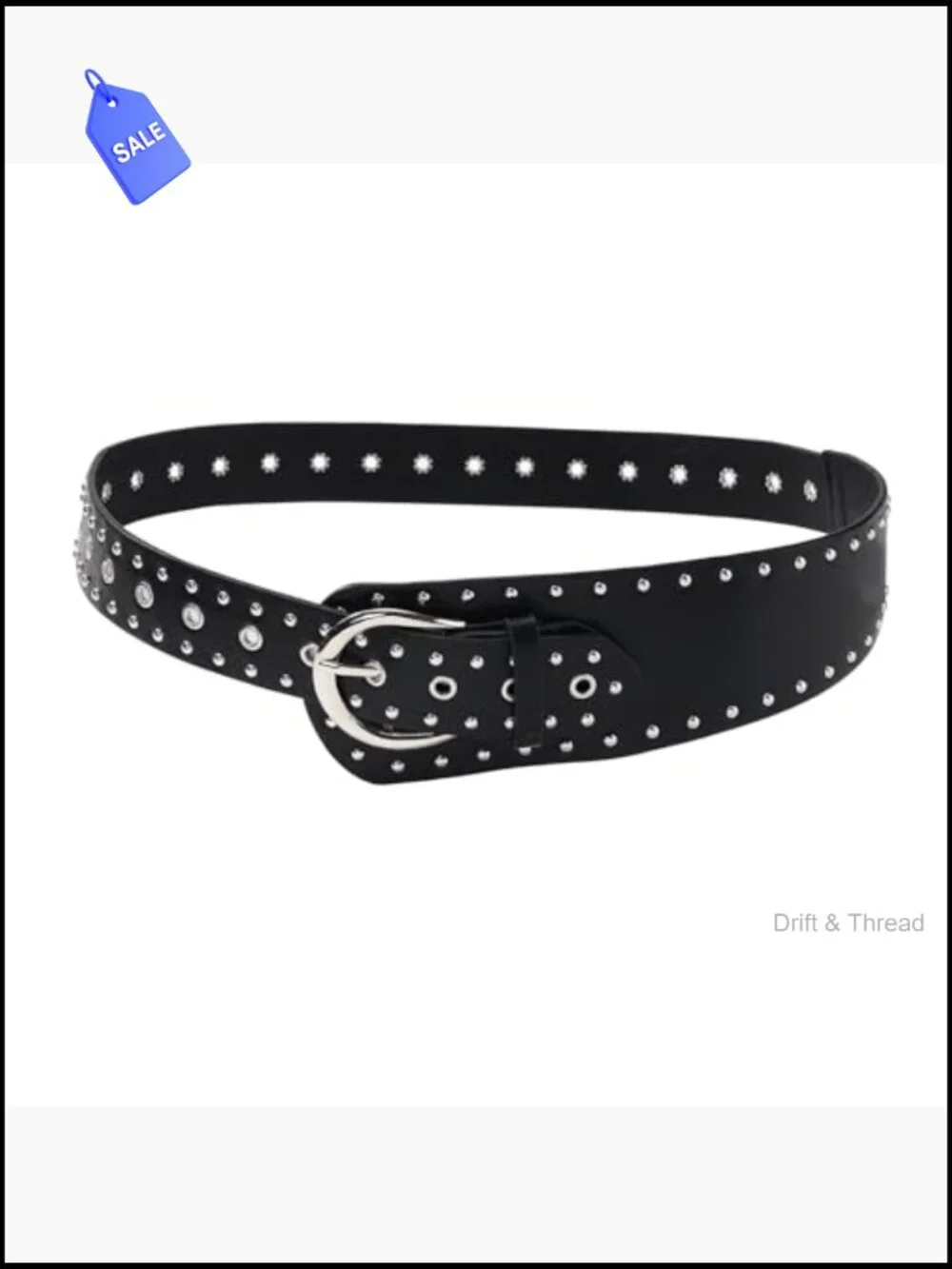 Vintage Punk Leather Waist Belt - Chunky Metal Buckle, Gothic Rocker Style,
